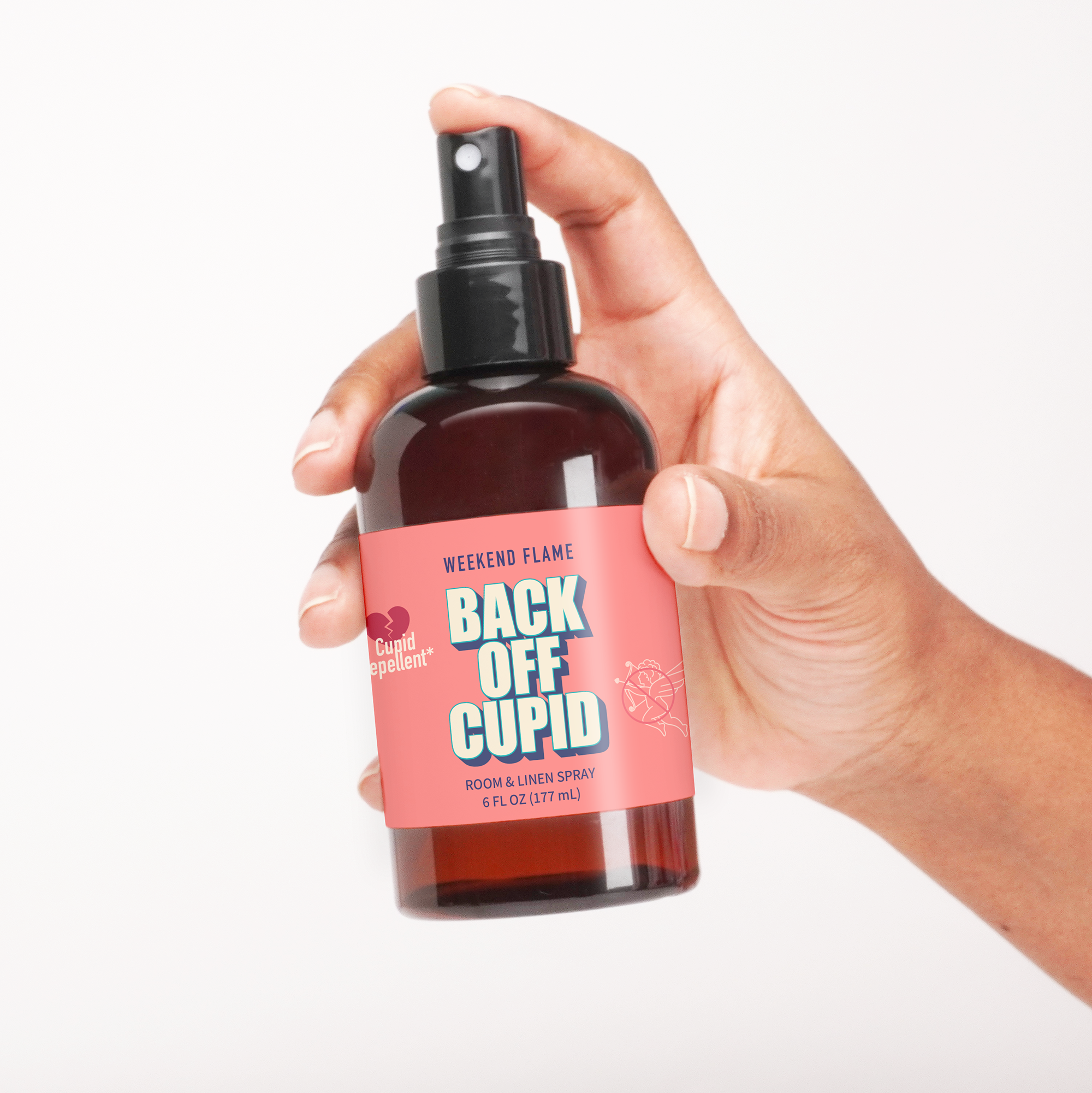back off cupid room and linen spray labels